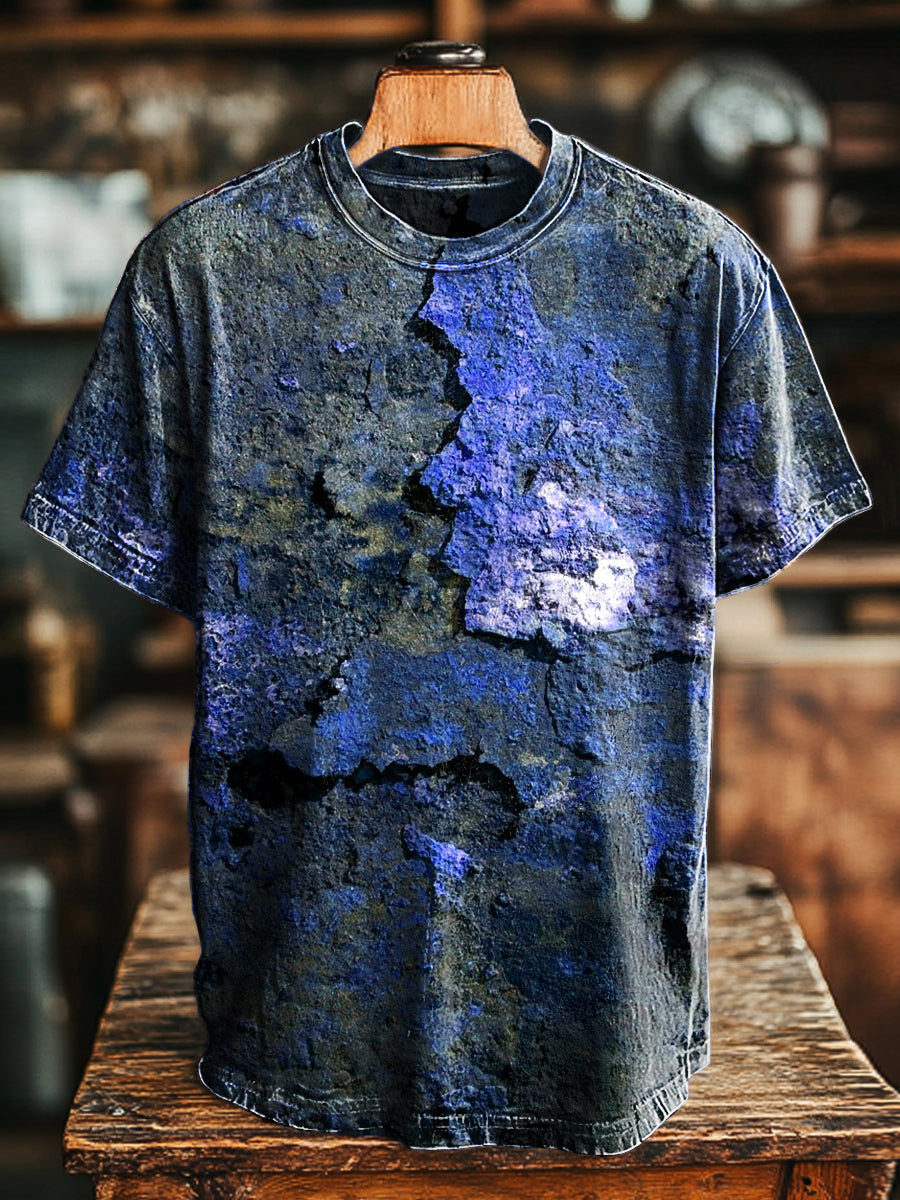 T-Shirt Unisexe Ample Avec Imprimé Rouille Rétro | Manches Courtes Pour Le Printemps Et L'été