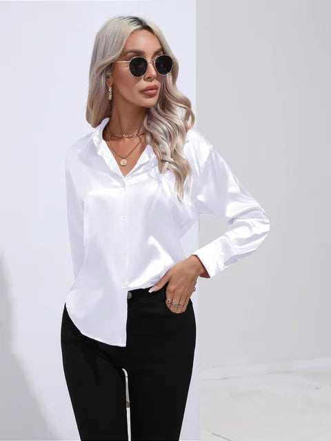Buttoned Blouse For Women | Long Sleeves Relaxed Fit