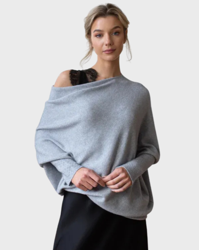 Women’s Off-Shoulder Knit with Swing Collar | Refined Look