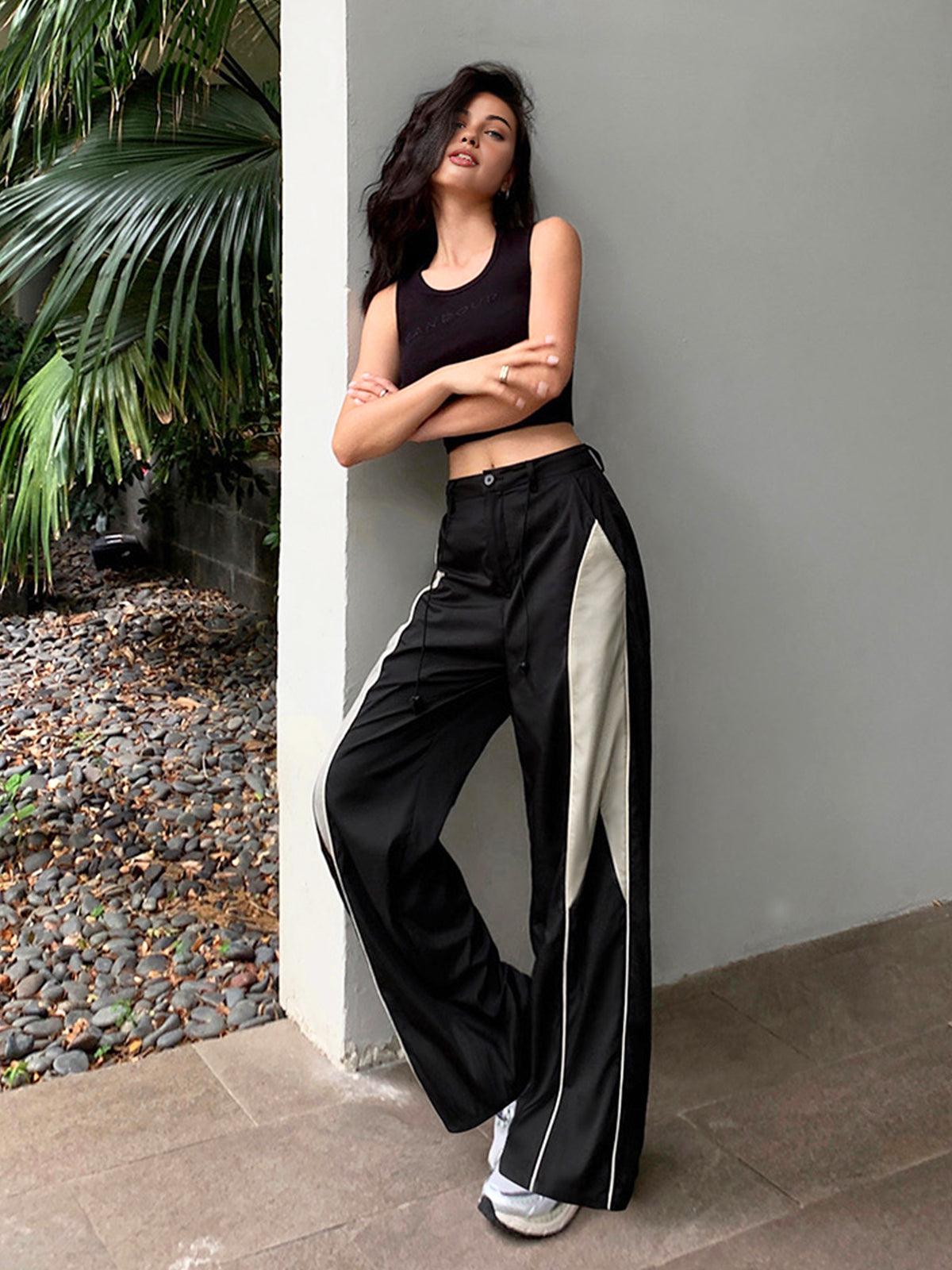 Women’s Relaxed Fit Wide-Leg Track Trousers | Sporty Style