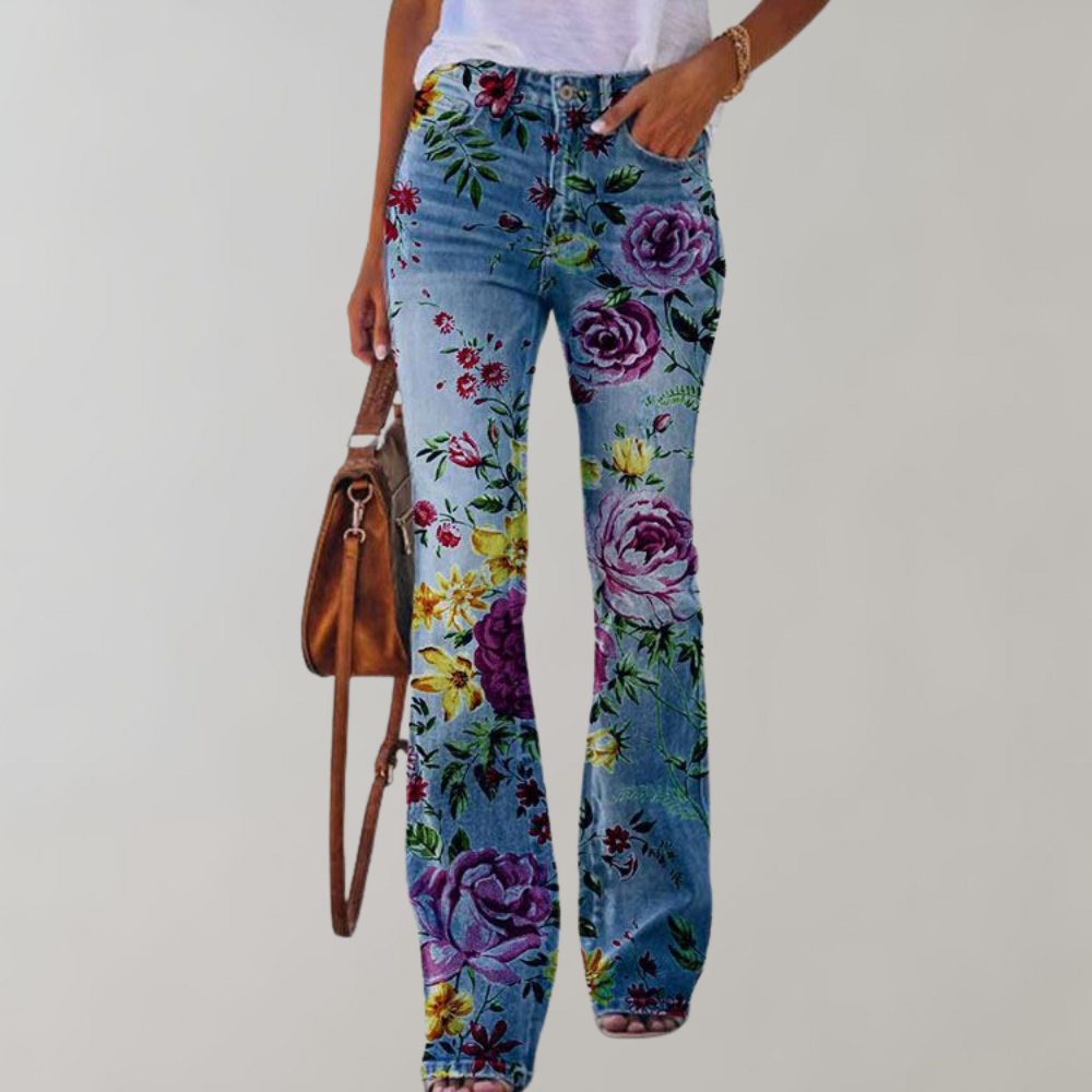 Women’s Winter Flaired Flower Jeans | Stylish