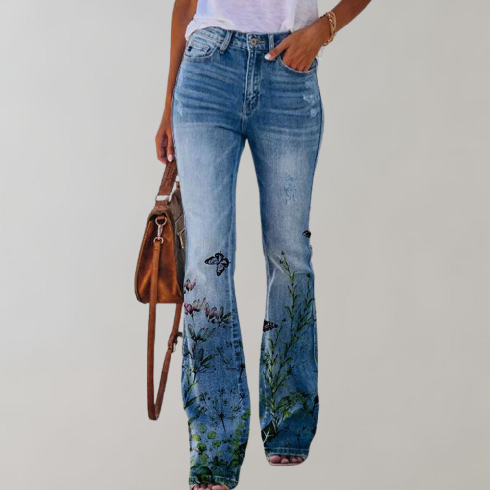 Women’s Winter Flaired Flower Jeans | Stylish