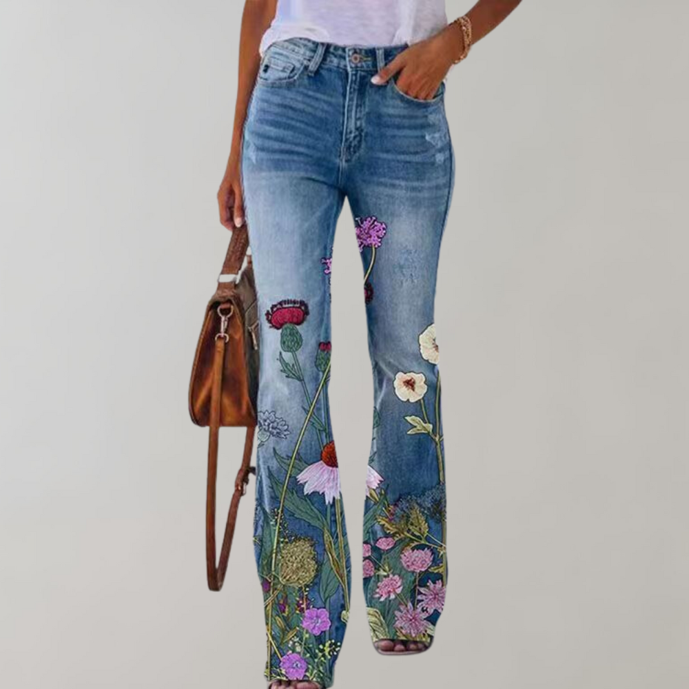 Women’s Winter Flaired Flower Jeans | Stylish