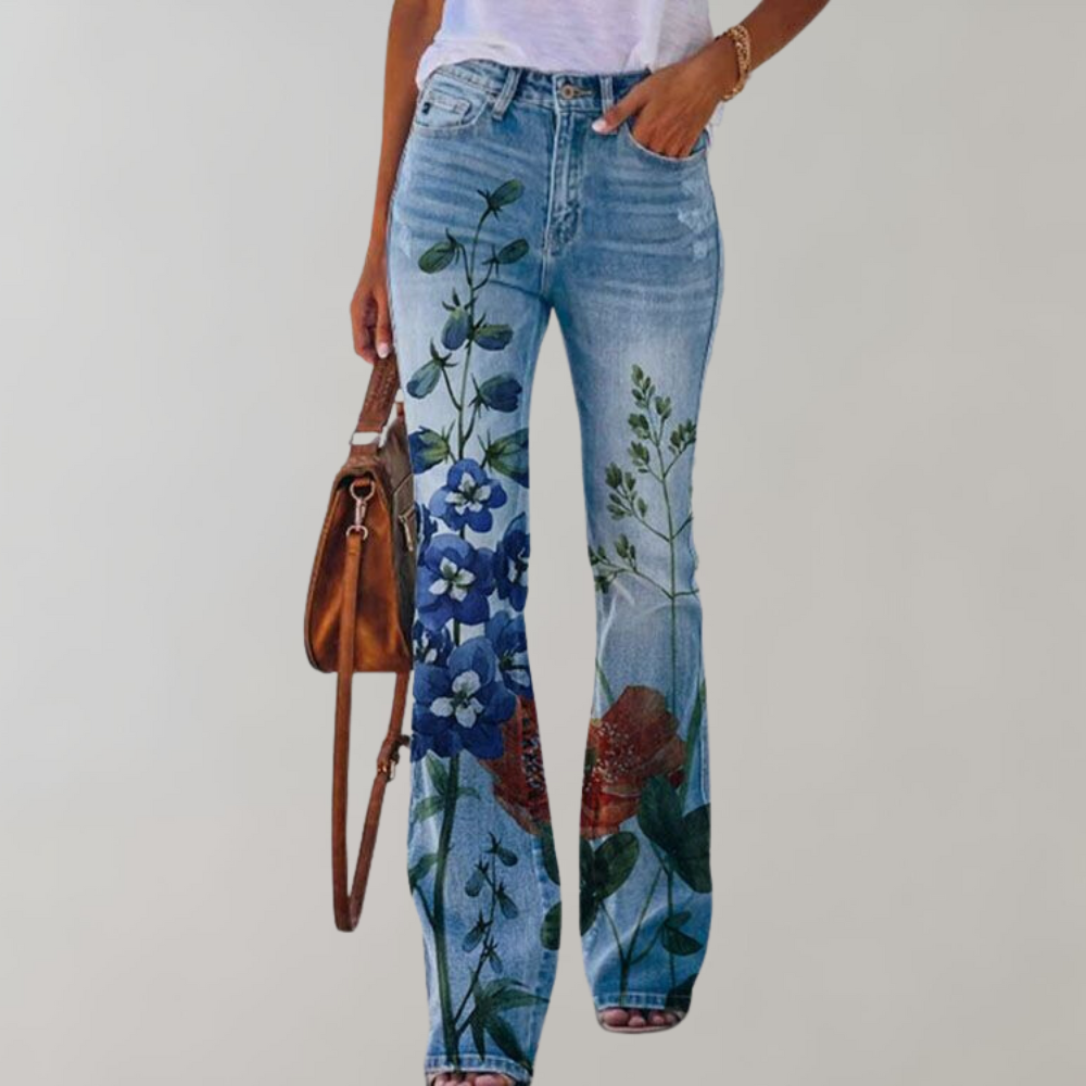 Women’s Winter Flaired Flower Jeans | Stylish
