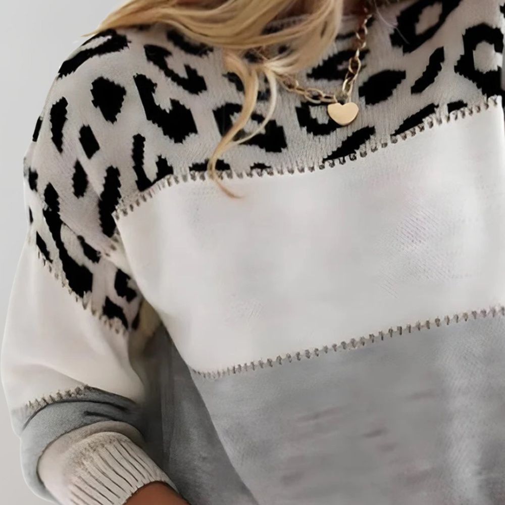 Women’s Leopard Pattern Sweater | Relaxed Fit