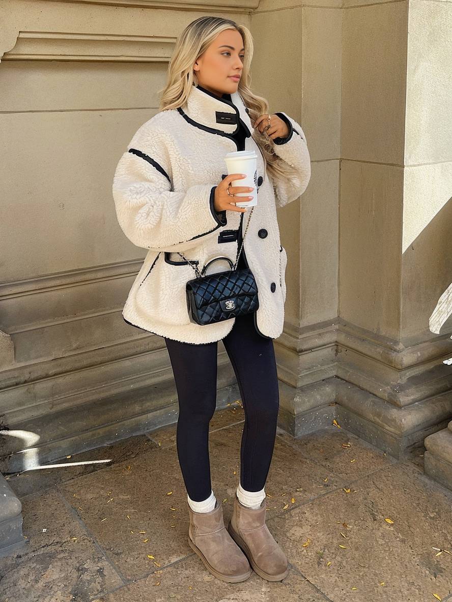 Women’s Oversized Jacket with High Collar and Pockets | Winter Style