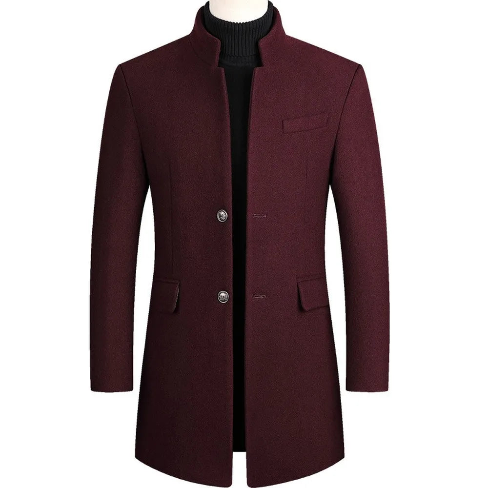 Men’s Slim-Cut Long Coat | Structured Outline