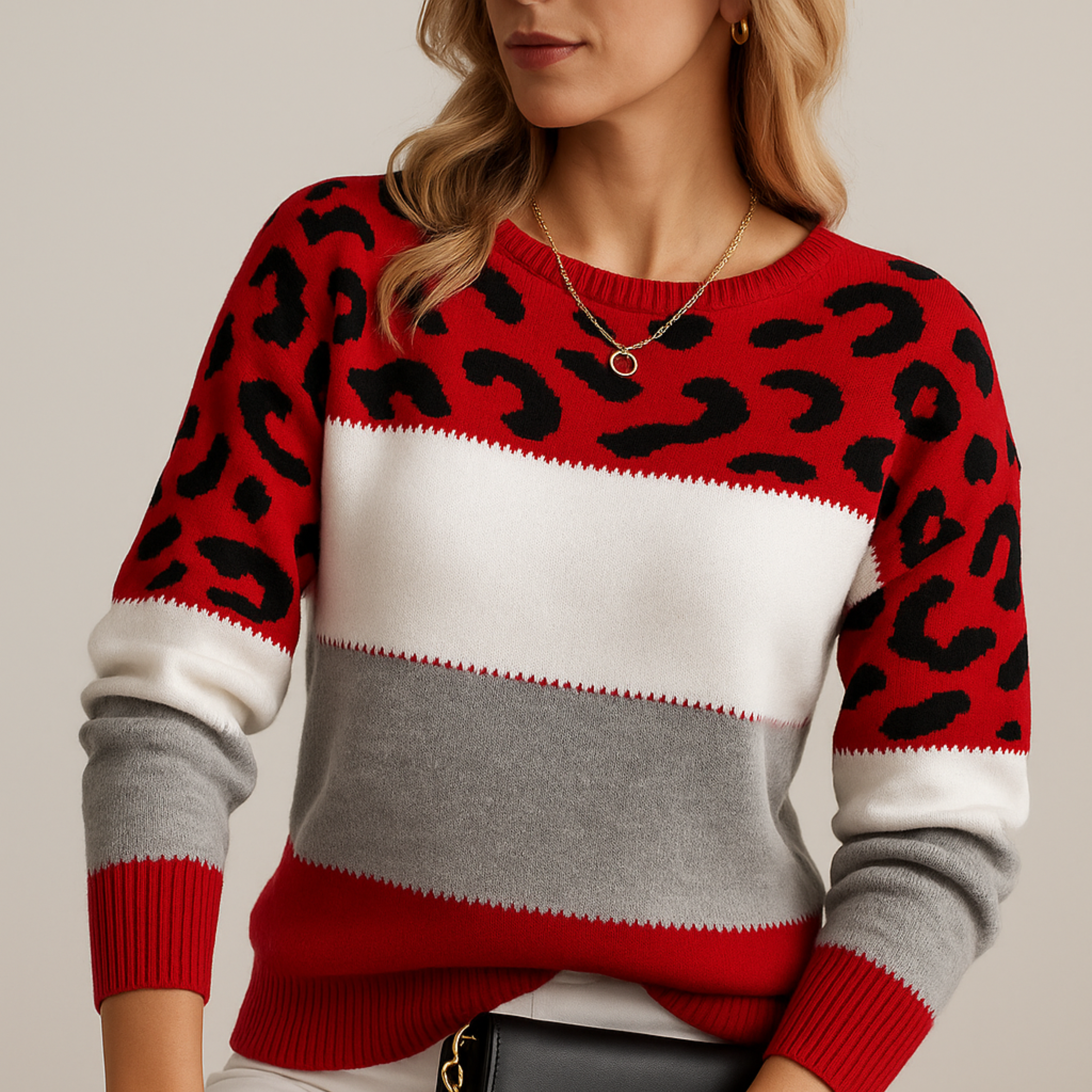 Women’s Leopard Pattern Sweater | Relaxed Fit