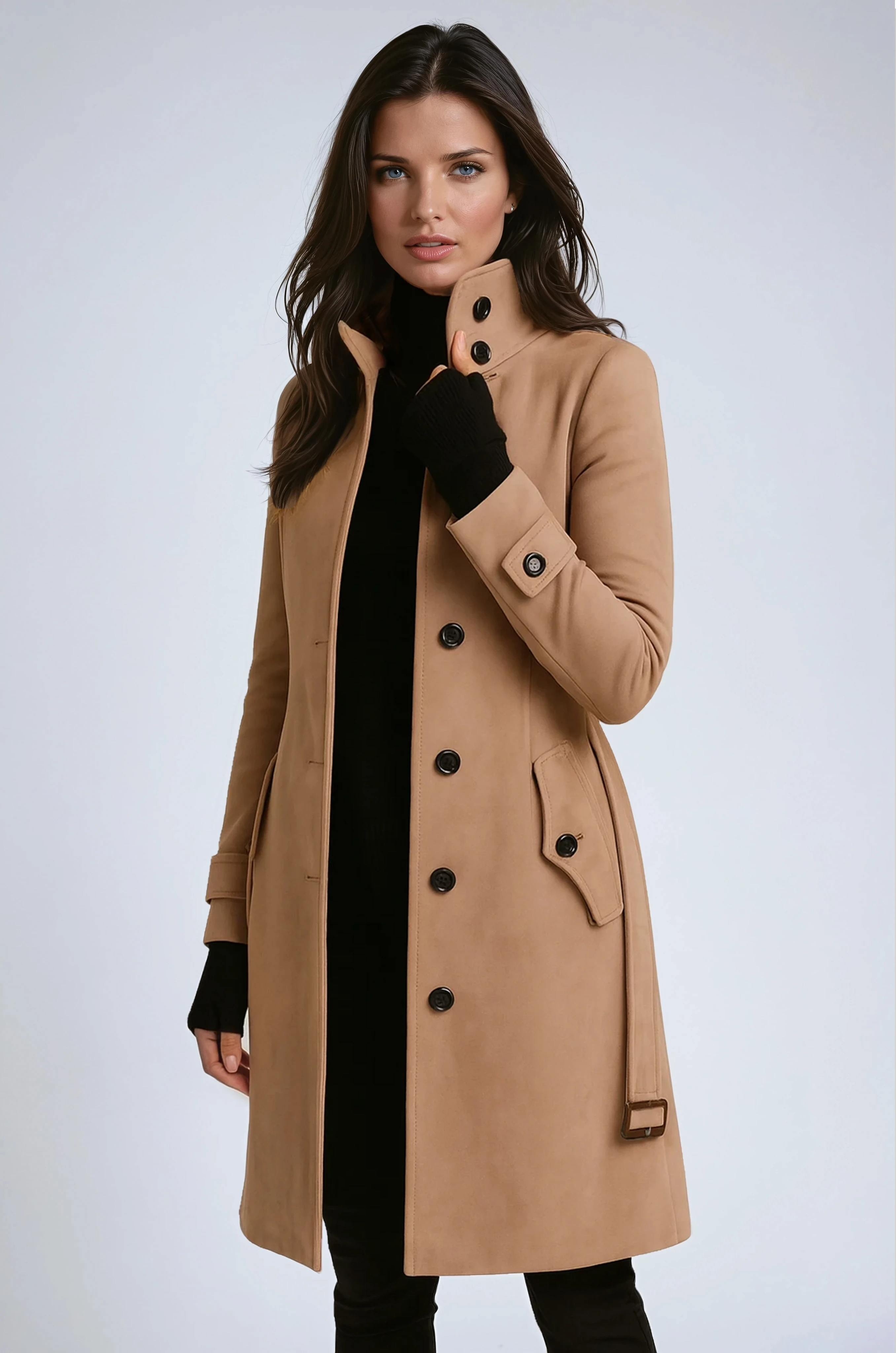 Women's Winter Coat Trench Coat | High Collar