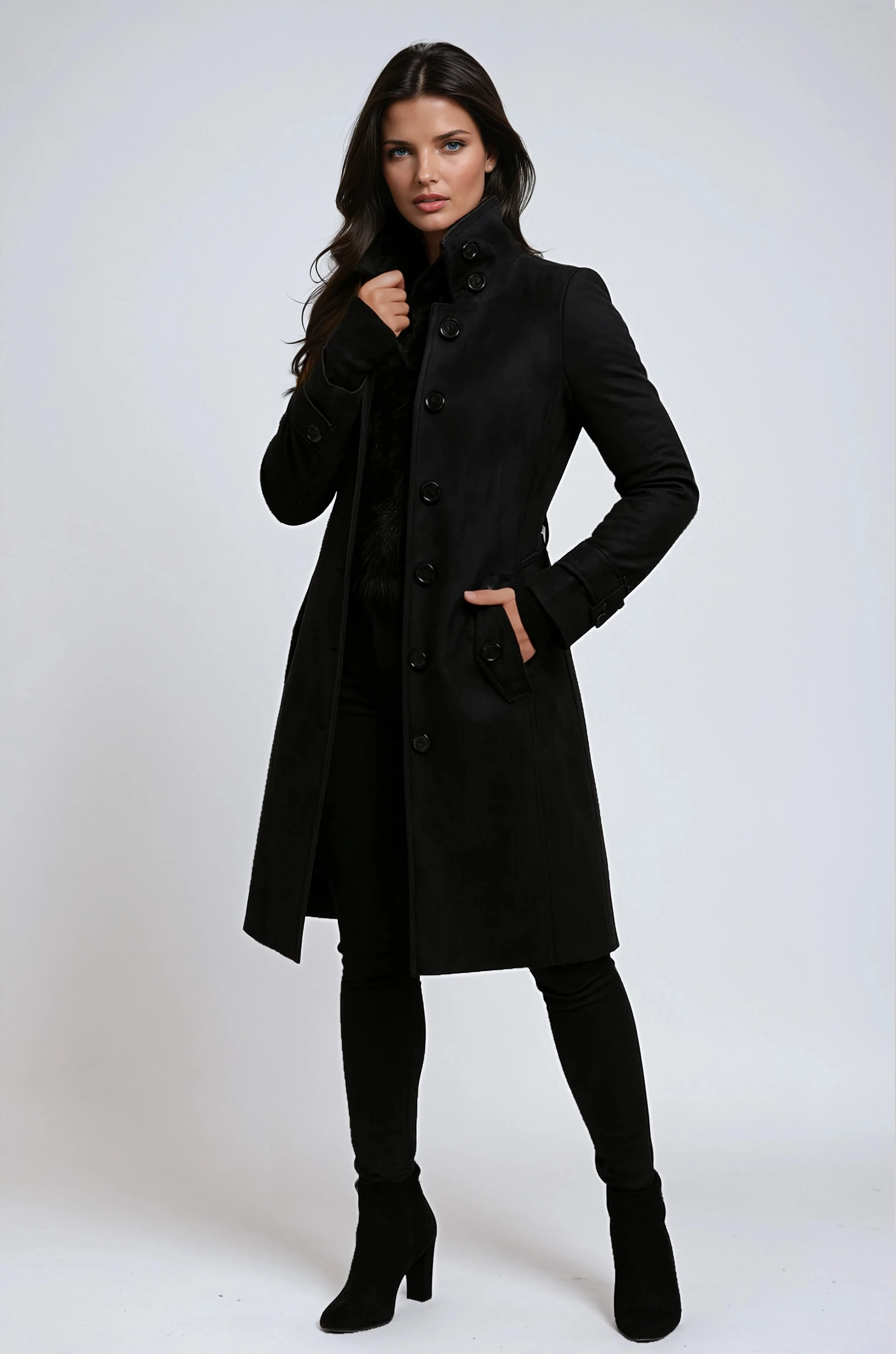 Women's Winter Coat Trench Coat | High Collar