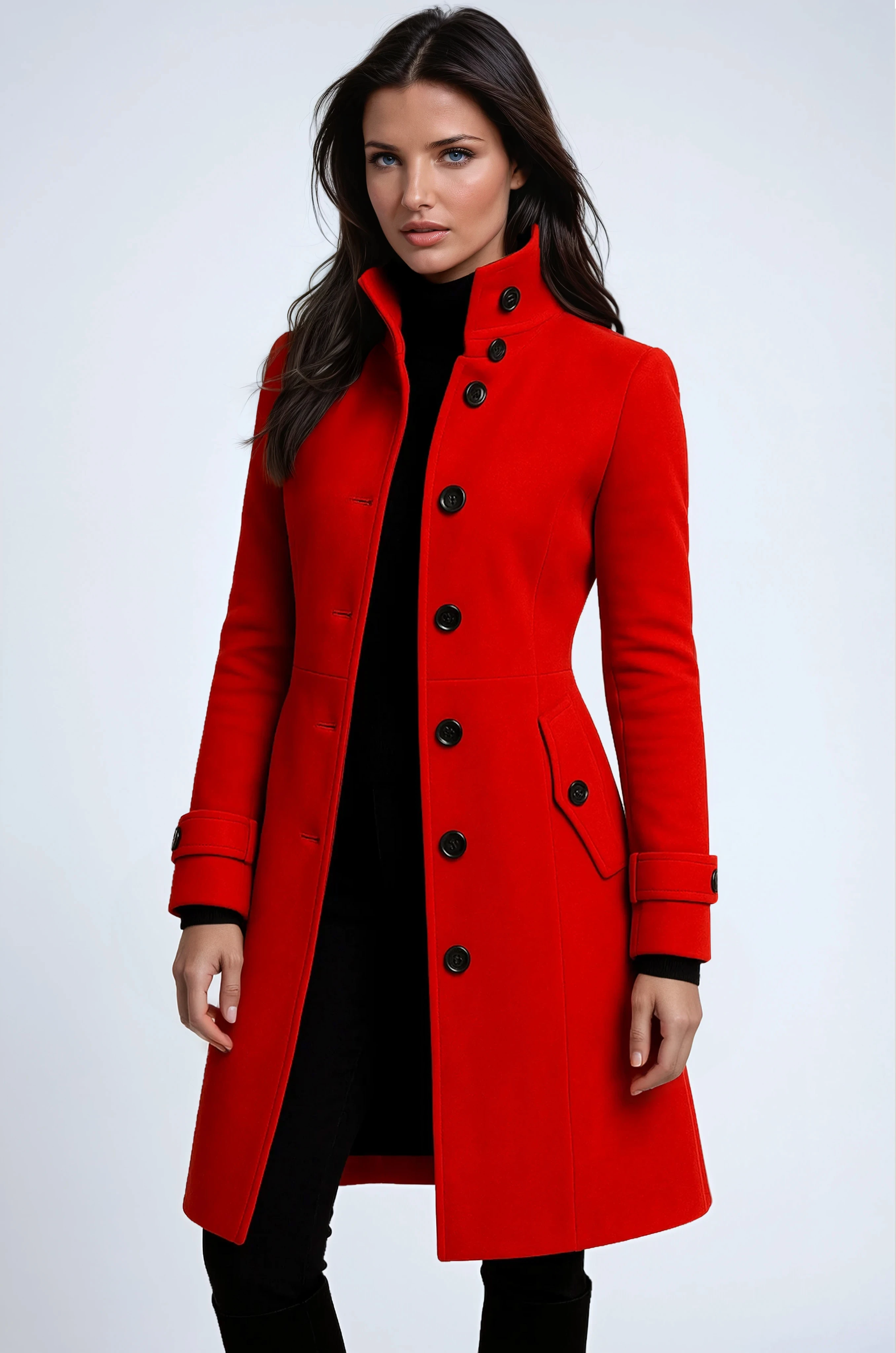 Women's Winter Coat Trench Coat | High Collar