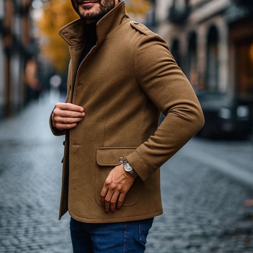 Men’s Button Overcoat | Structured Design