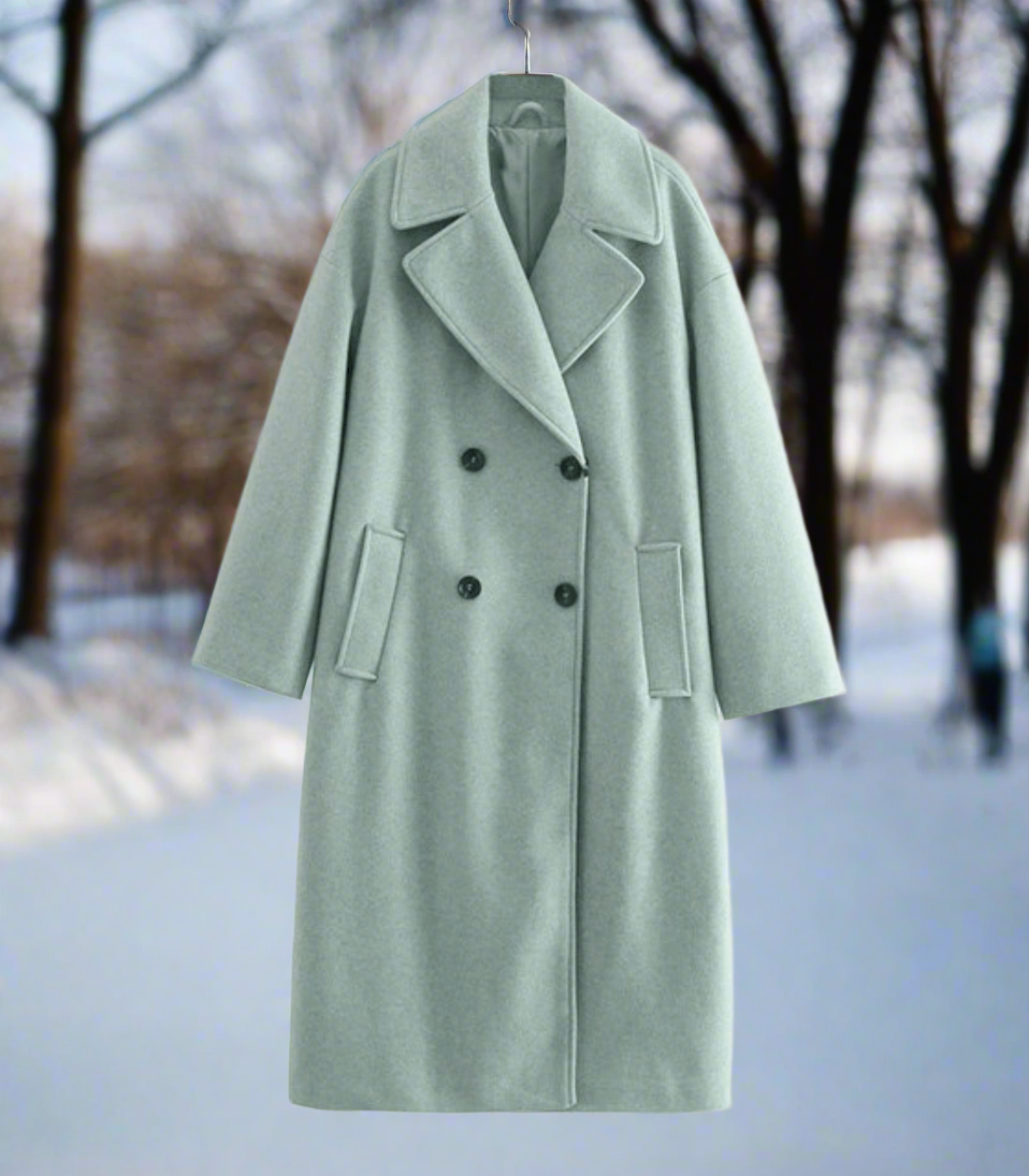 Women’s Long Double-Breasted Coat | Oversized Fit