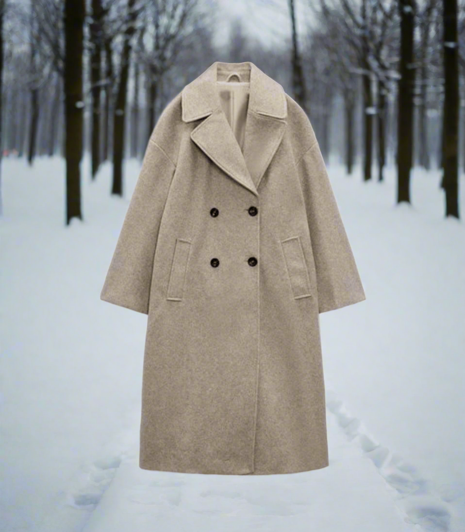 Women’s Long Double-Breasted Coat | Oversized Fit