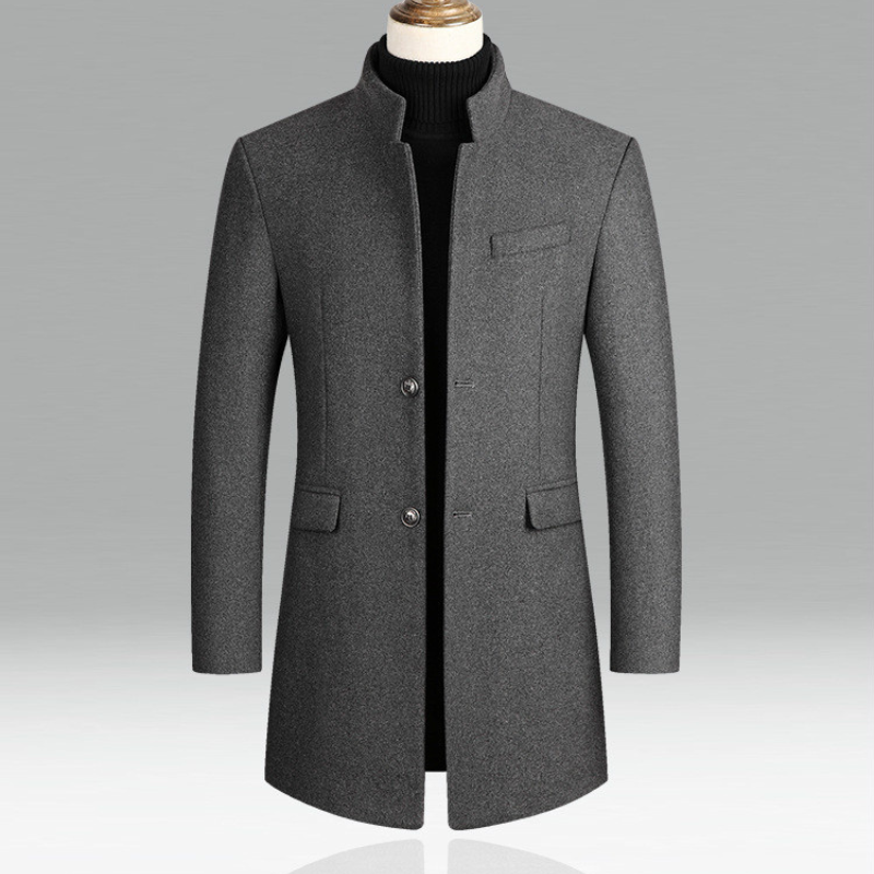 Men’s Slim-Cut Long Coat | Structured Outline