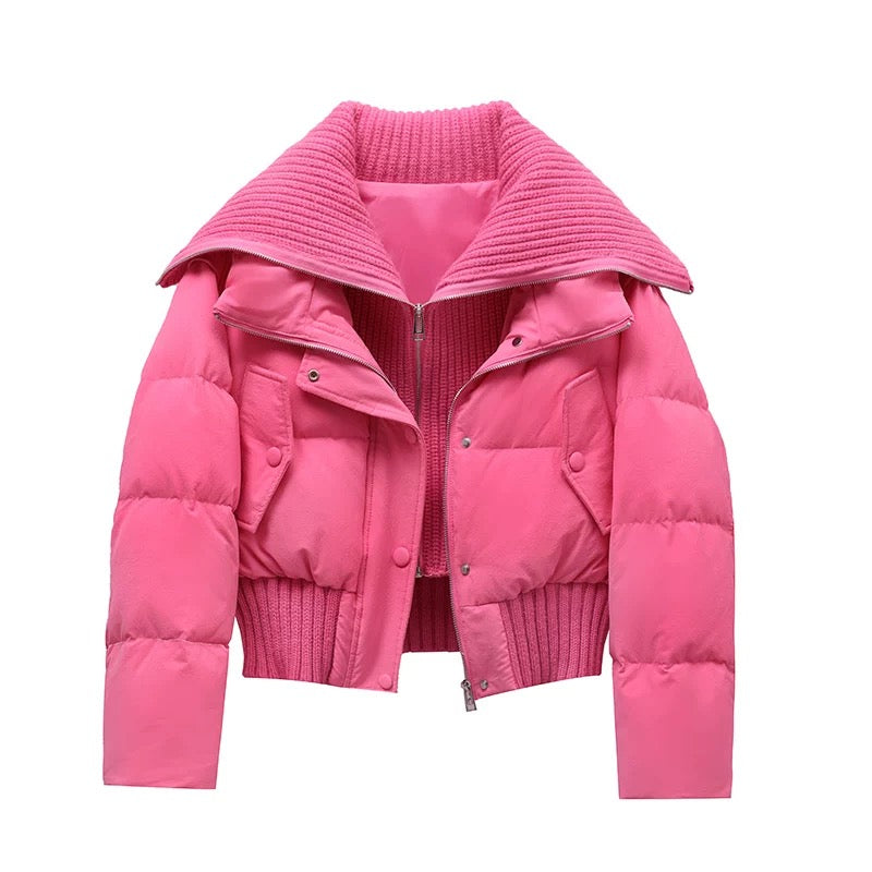 Women’s Quilted Puffer Jacket | High Collar Oversized Fit