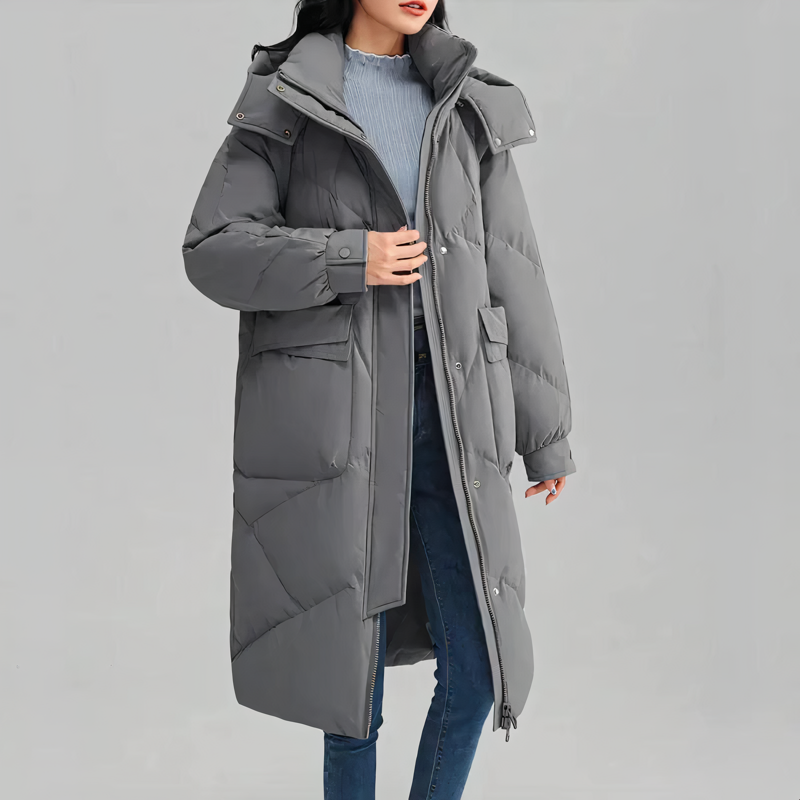Women’s Long Puffer Coat | Quilted Design