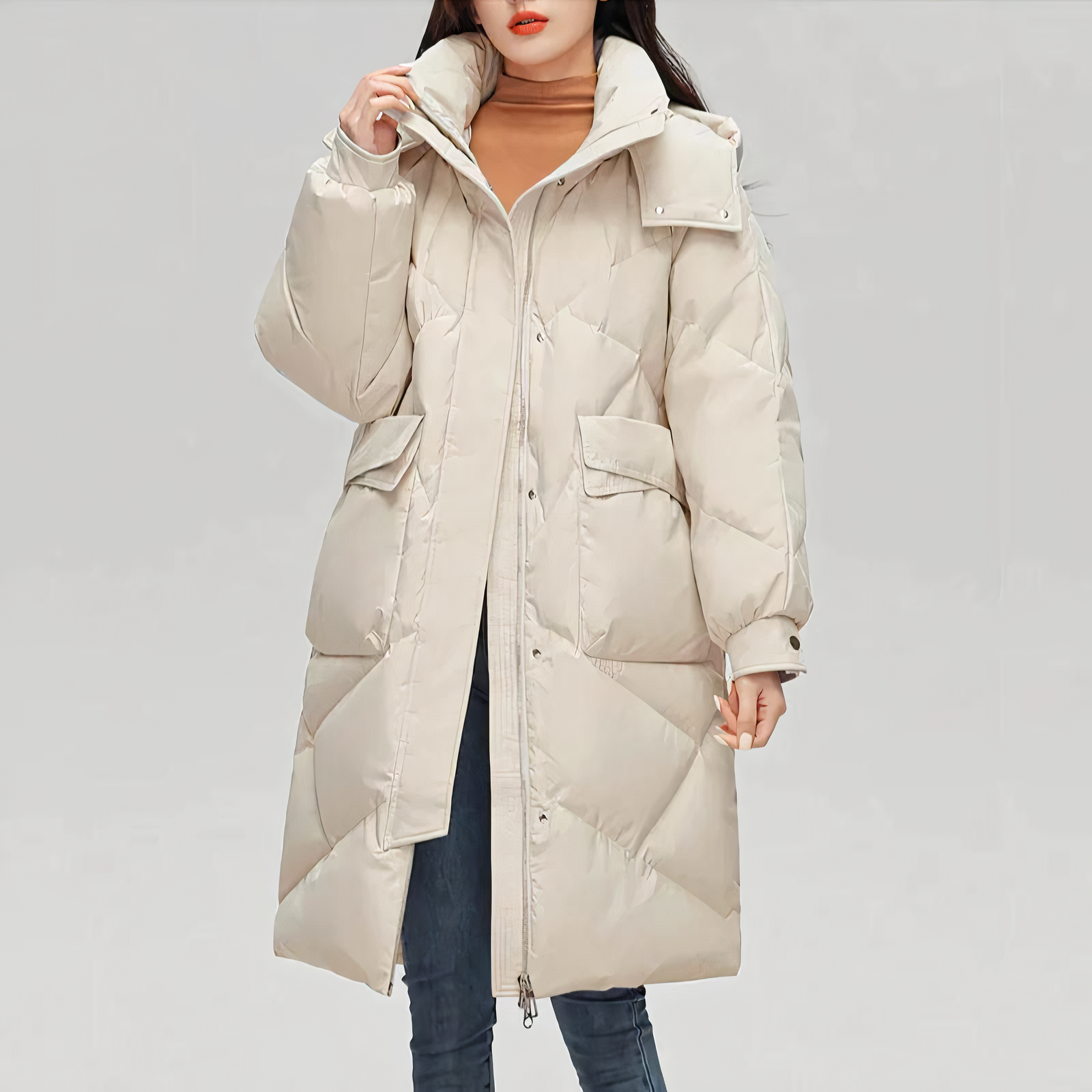 Women’s Long Puffer Coat | Quilted Design