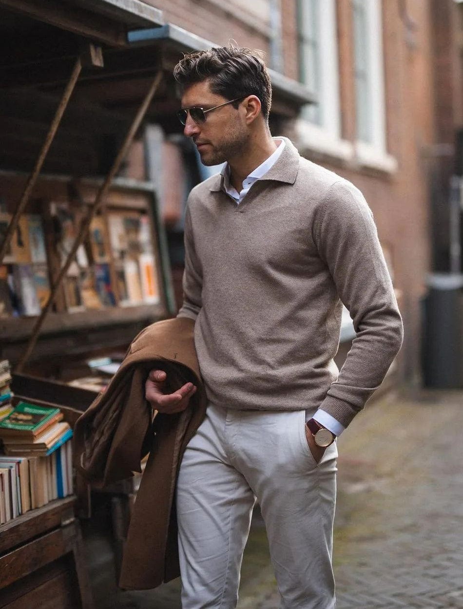 Men's Classic Old Money V-Neck Polo Shirt | Timeless