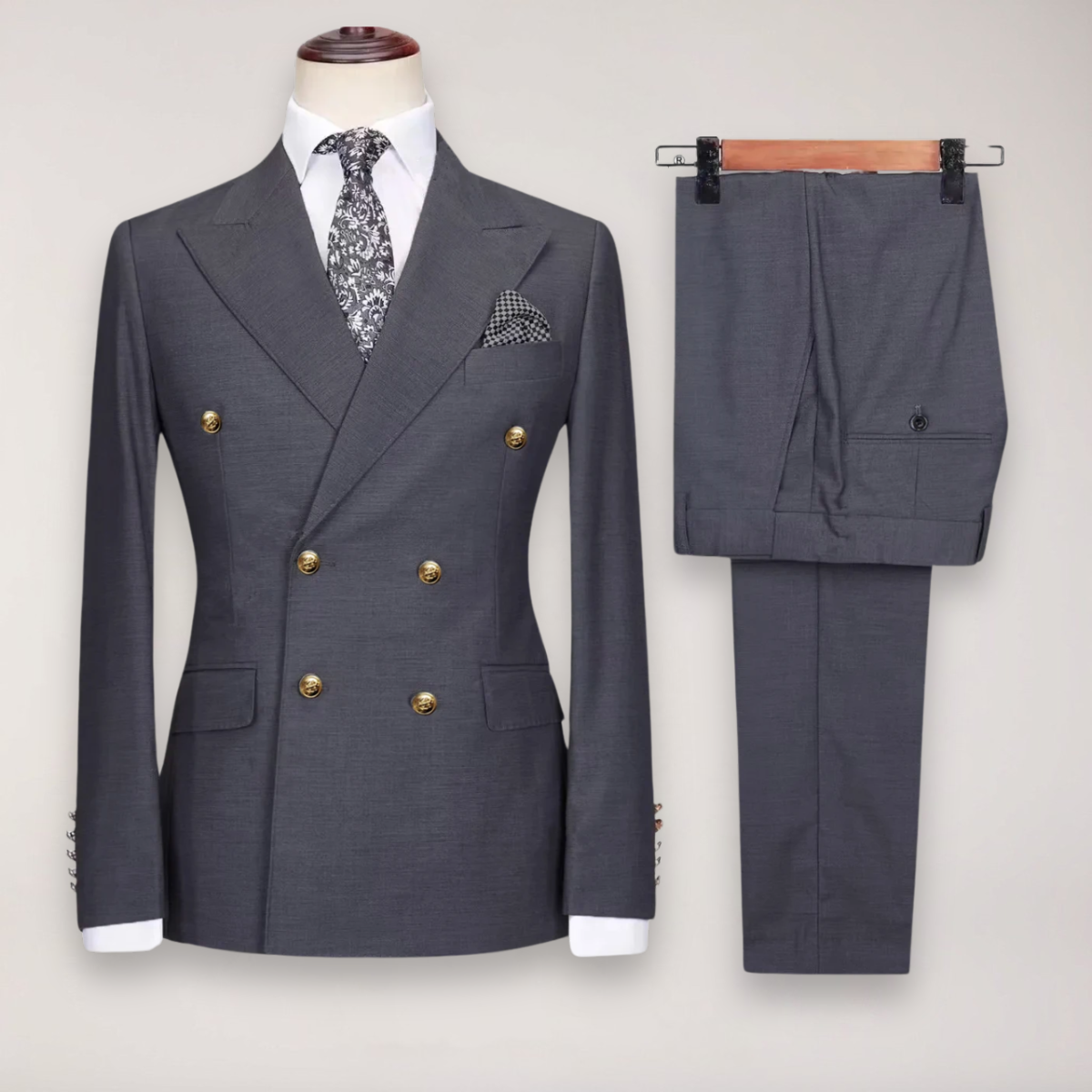 Men’s Formal Two-Piece Suit | Refined Gold Buttons
