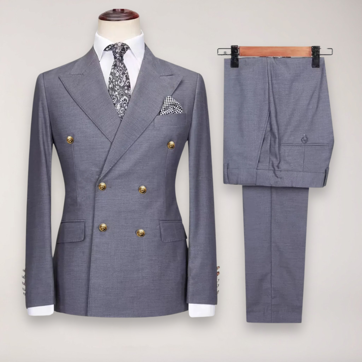 Men’s Formal Two-Piece Suit | Refined Gold Buttons