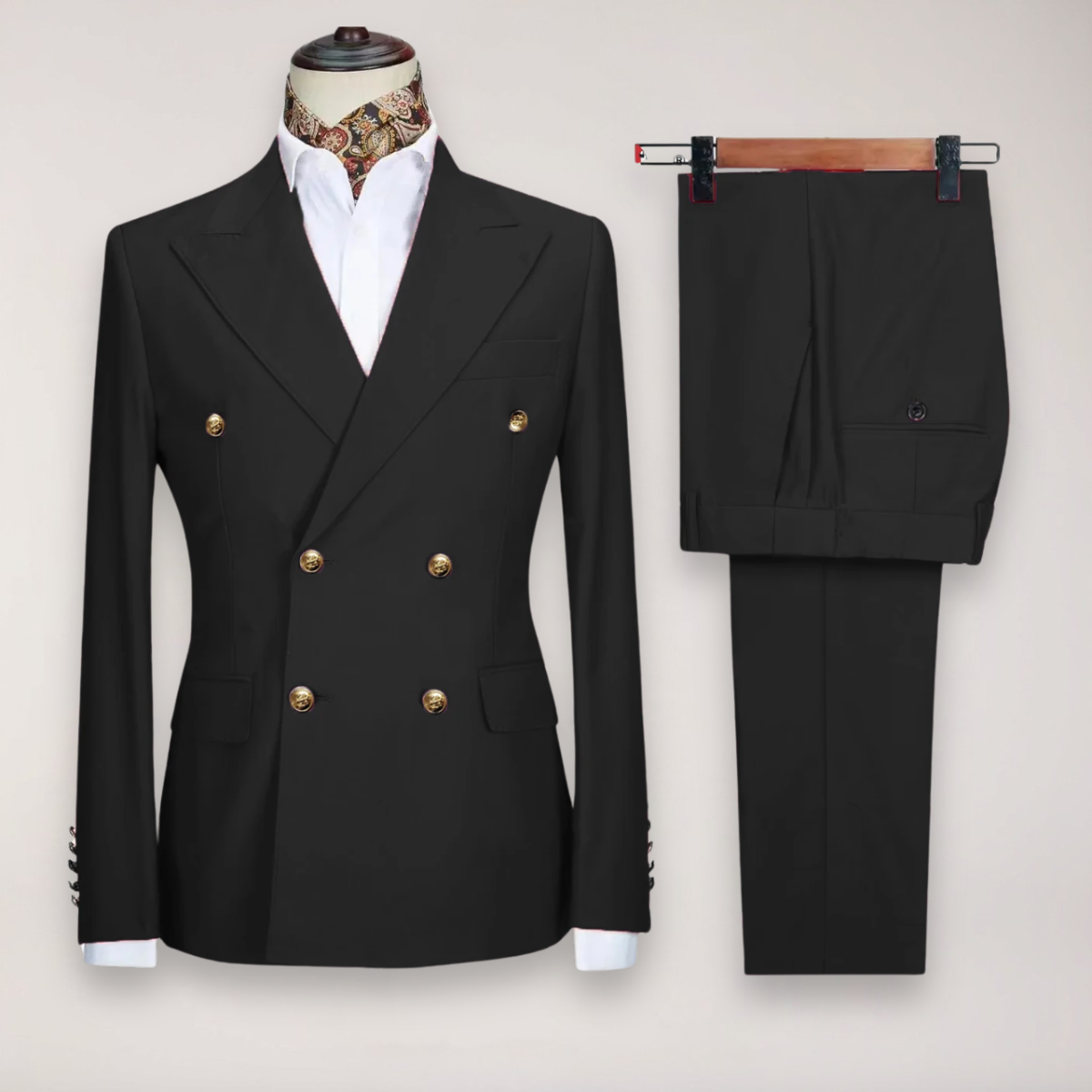 Men’s Formal Two-Piece Suit | Refined Gold Buttons