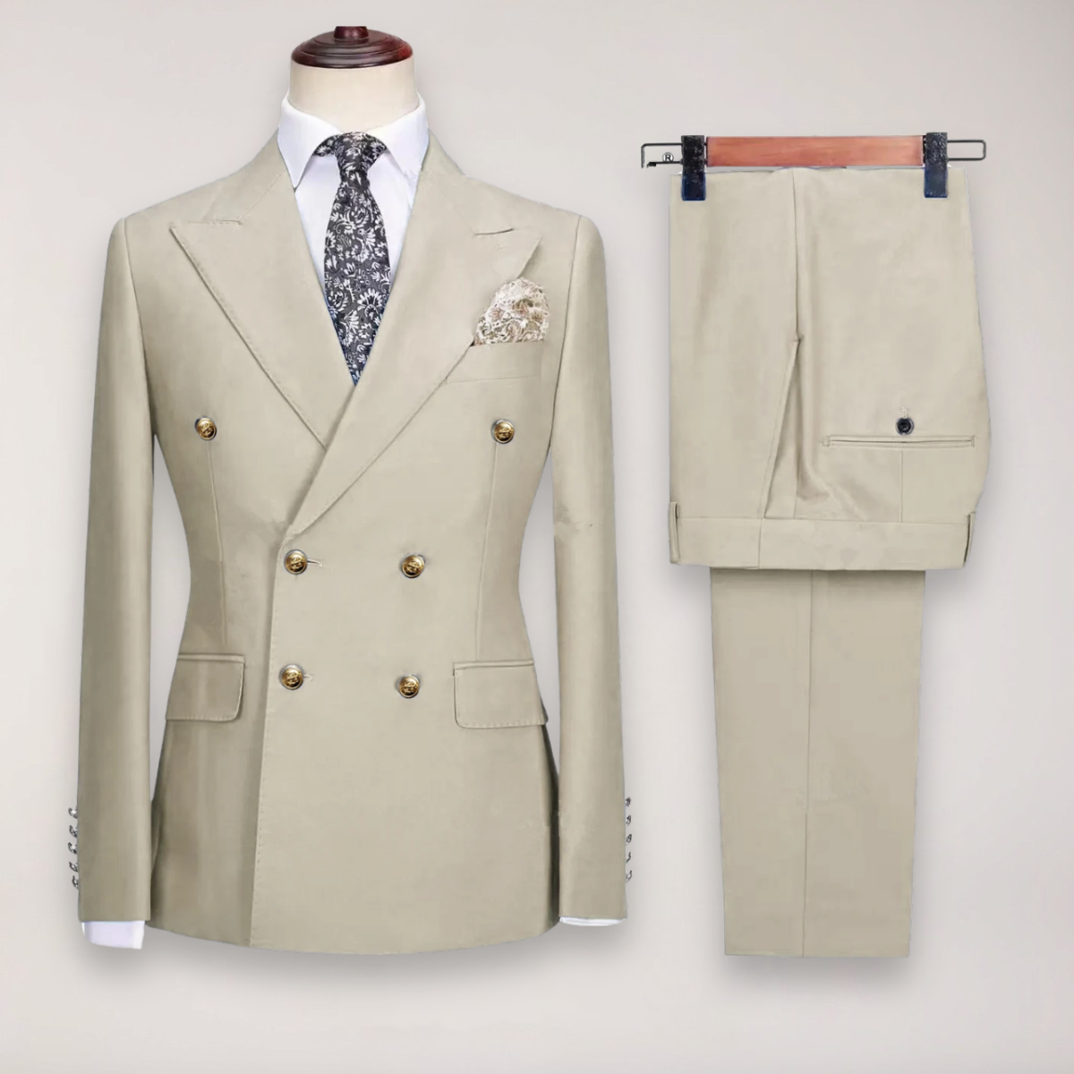 Men’s Formal Two-Piece Suit | Refined Gold Buttons