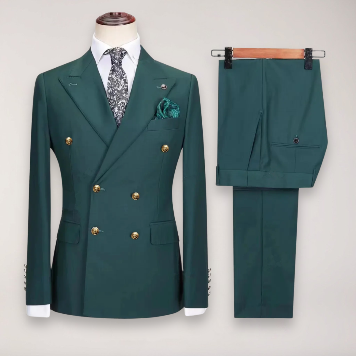 Men’s Formal Two-Piece Suit | Refined Gold Buttons
