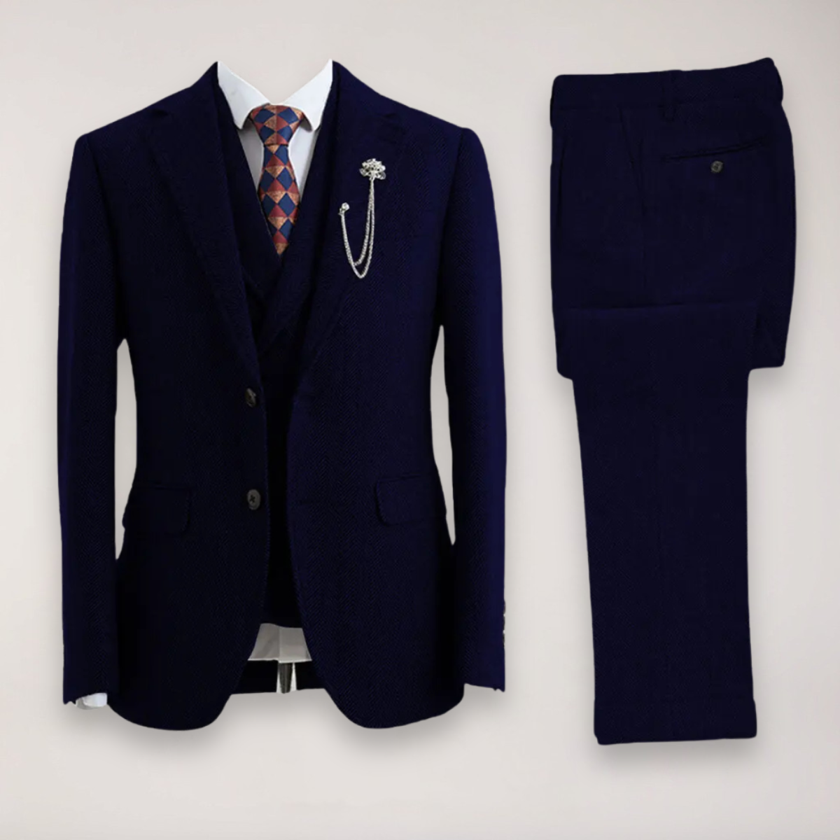 Men’s Classic Three-Piece Suit | Tailored Blazer, Trousers, and Waistcoat