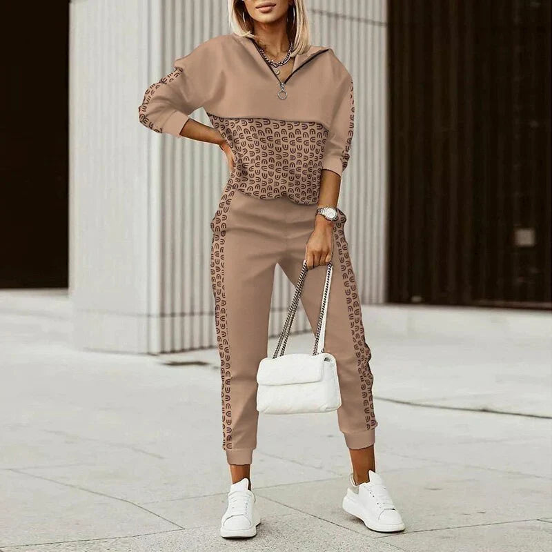 Women's Casual Zip Hoodie & Joggers Set | Two-Piece