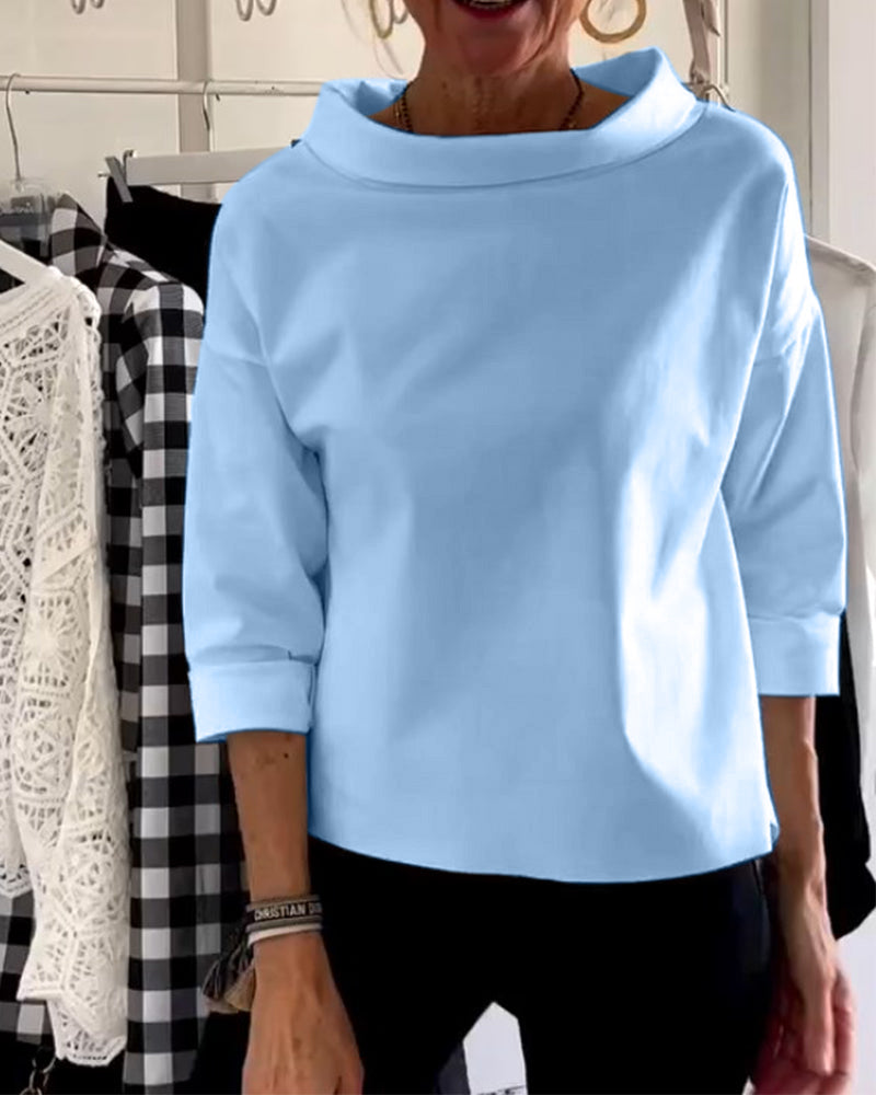 Women’s Modern High-Collar Top | Structured Outline