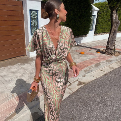 Robe Maxi Élégante à Motifs Floraux | Torsadée & Flatteuse
