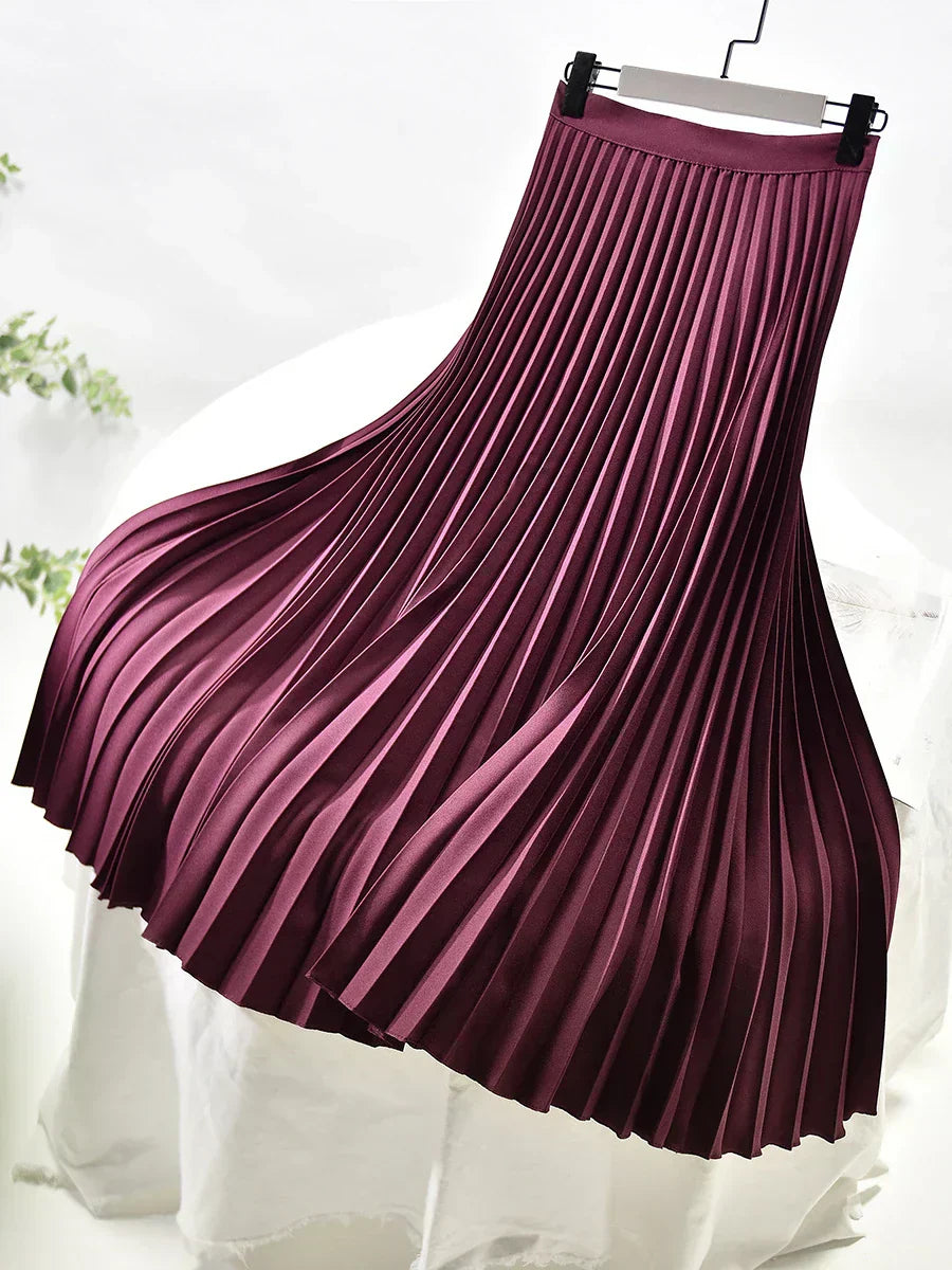 Women’s Pleated Elastic Waist Skirt | Midi