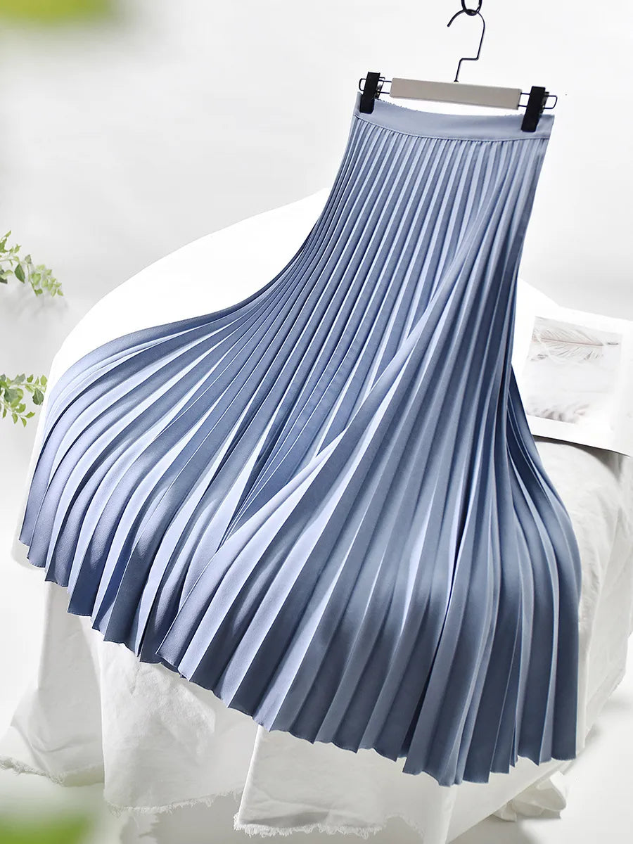 Women’s Pleated Elastic Waist Skirt | Midi