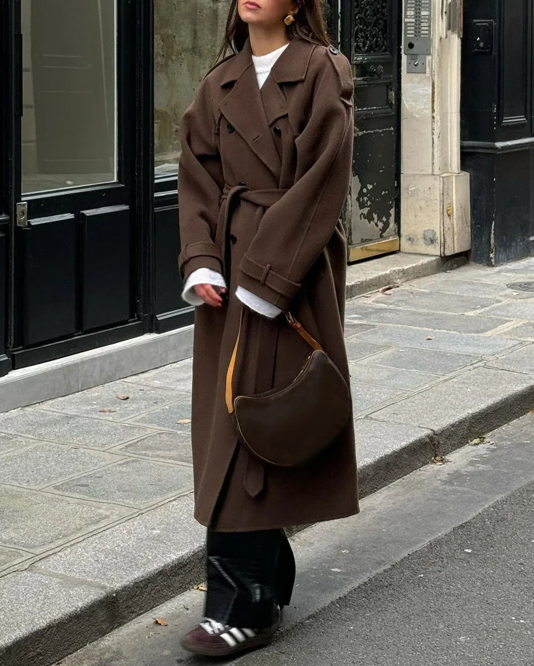 Women's Long Coat | Classic Belted Trench Coat