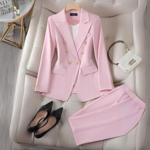 Tailleur Pantalon Ajusté en Stretch Élégant et Féminin