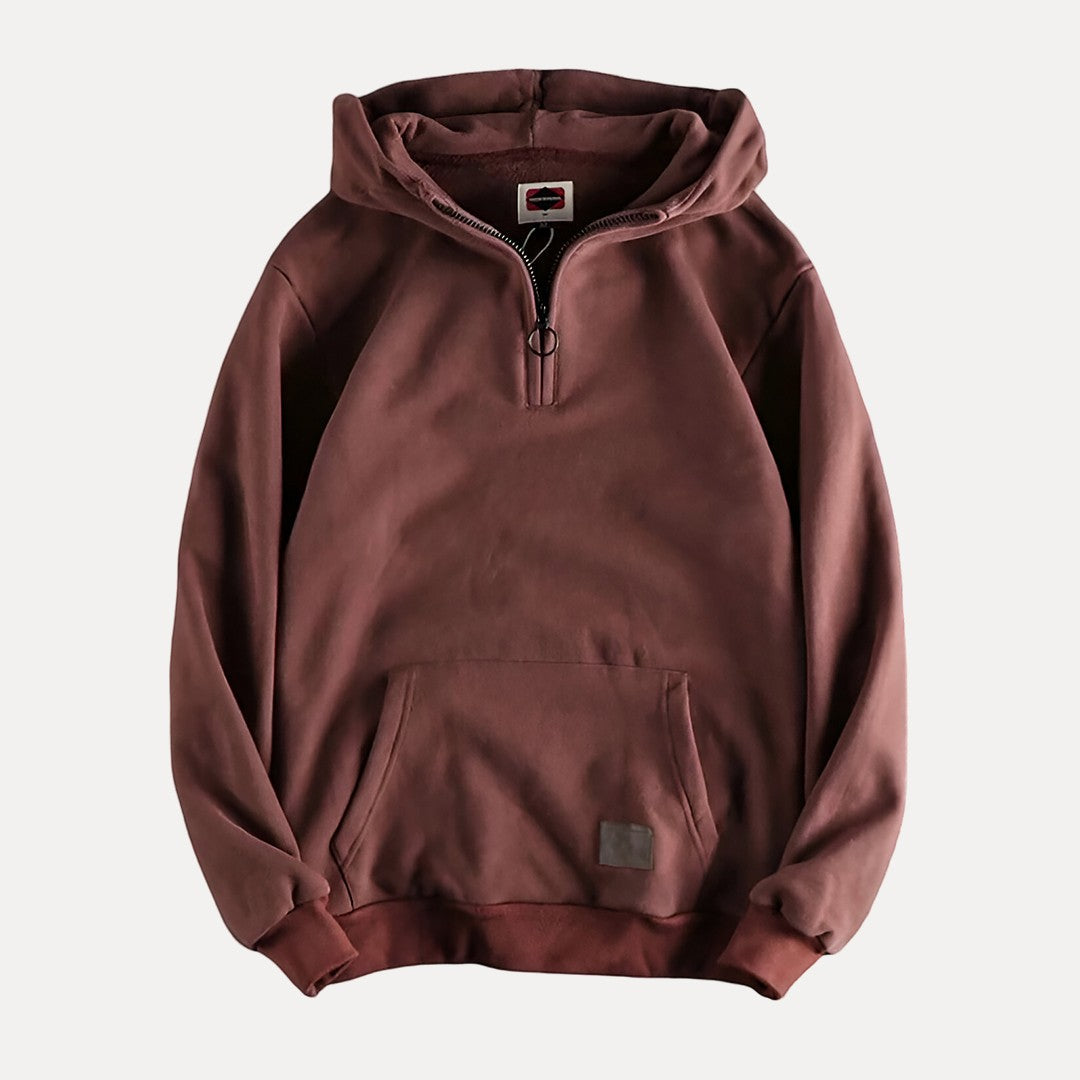Men’s Minimalist Half-Zip Hoodie | Kangaroo Pocket Design