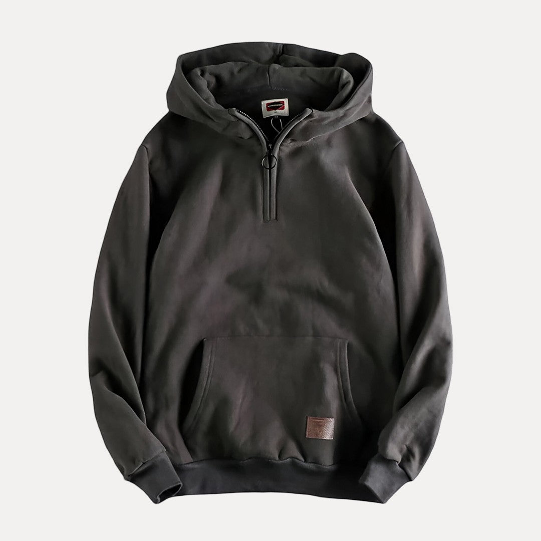 Men’s Minimalist Half-Zip Hoodie | Kangaroo Pocket Design
