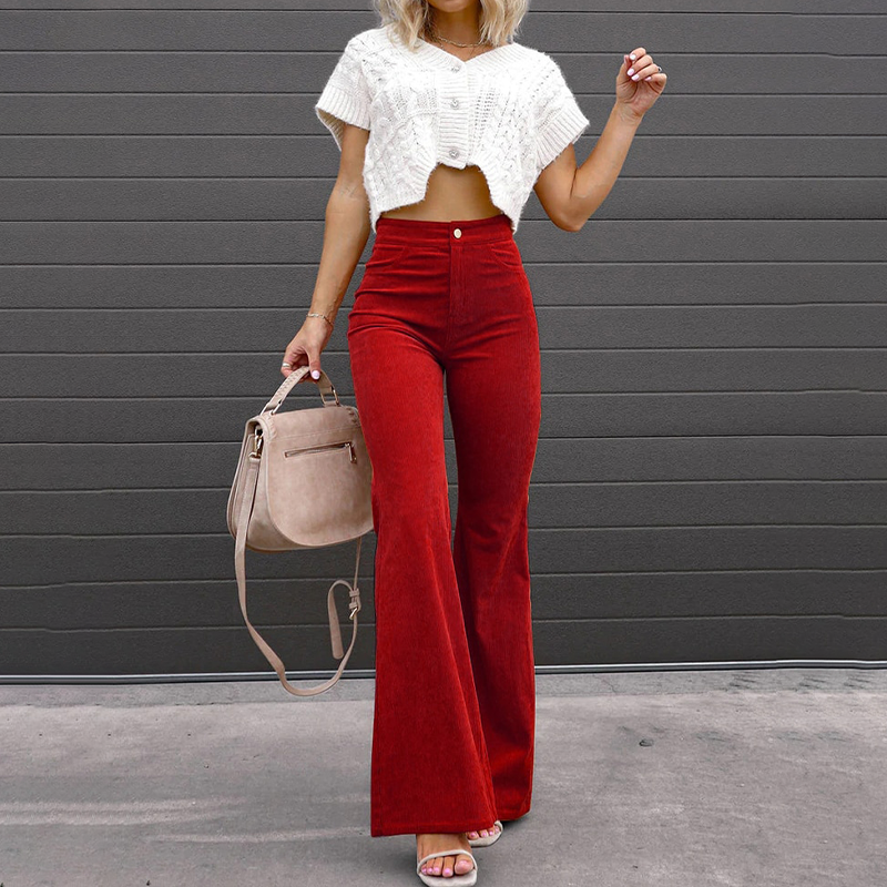 Women’s Winter Corduroy Trousers | High-Waisted Flared