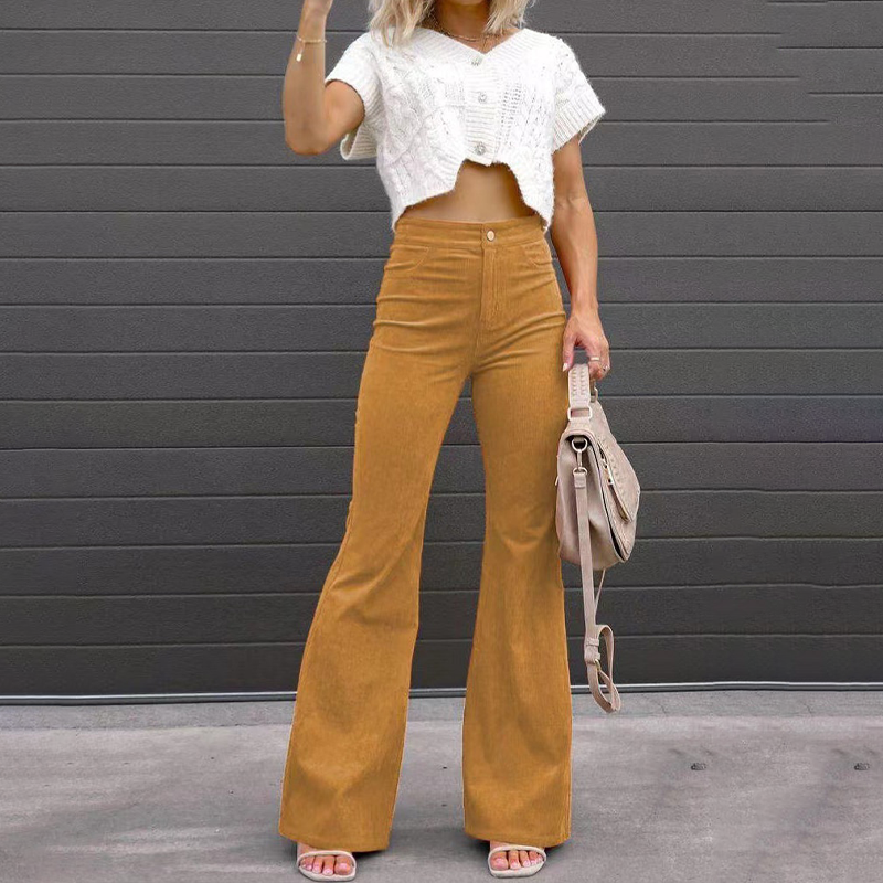 Women’s Winter Corduroy Trousers | High-Waisted Flared