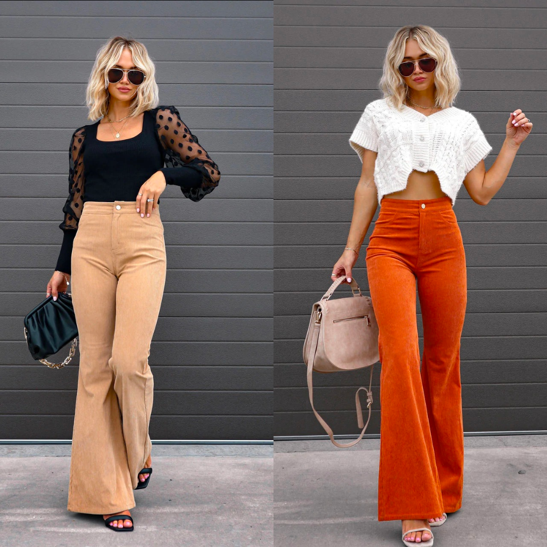 Women’s Winter Corduroy Trousers | High-Waisted Flared