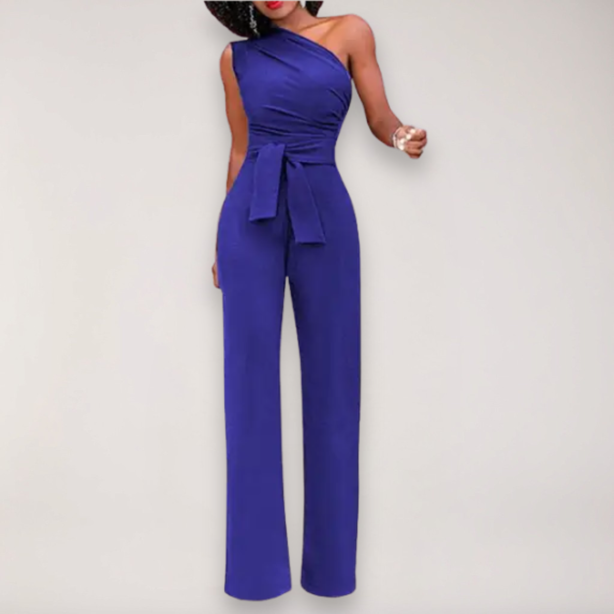 Women’s Draped One Shoulder Jumpsuit | Tie Waist
