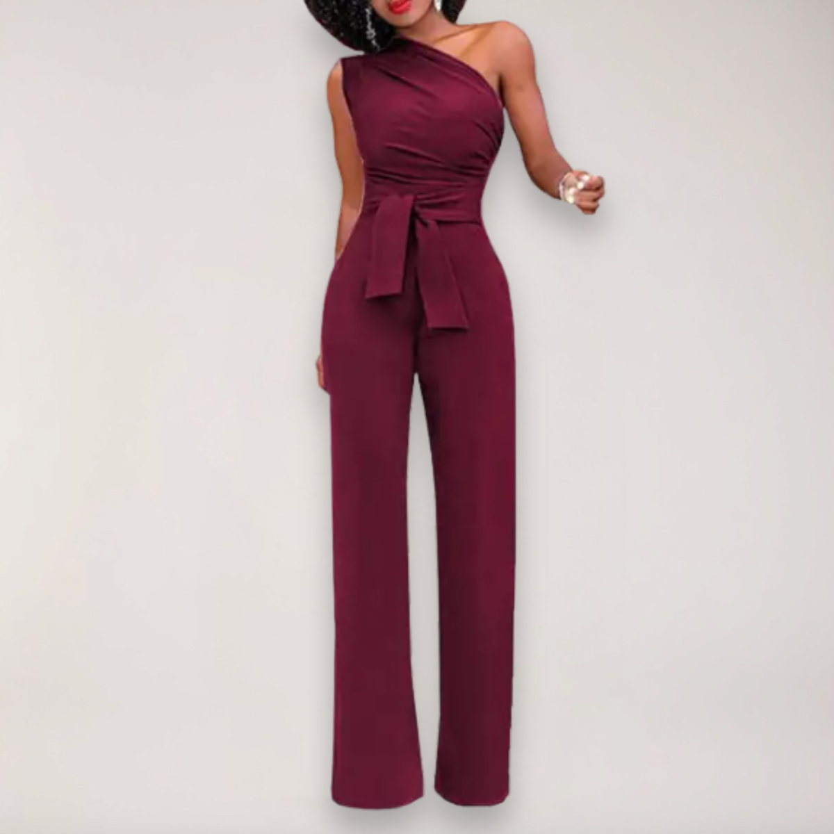Women’s Draped One Shoulder Jumpsuit | Tie Waist