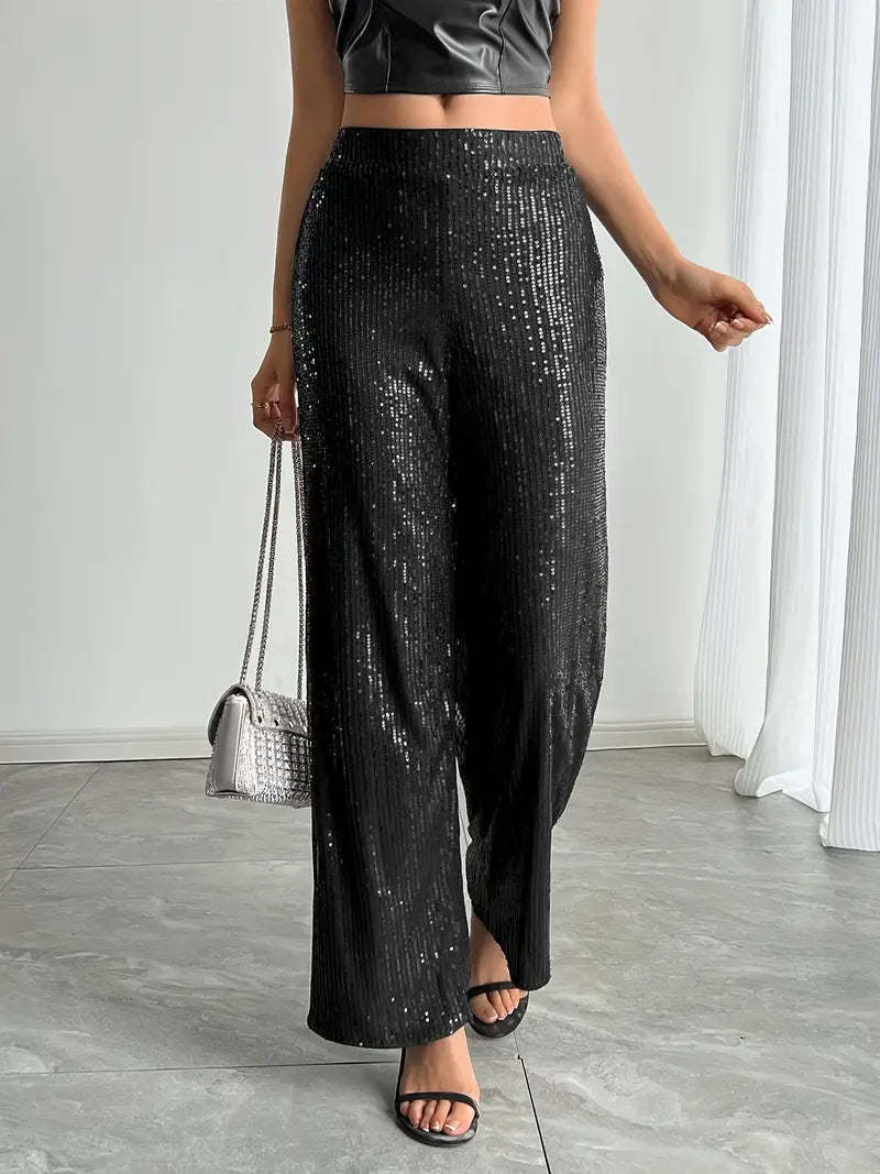 Women’s Sequin Trousers | Wide Leg Style