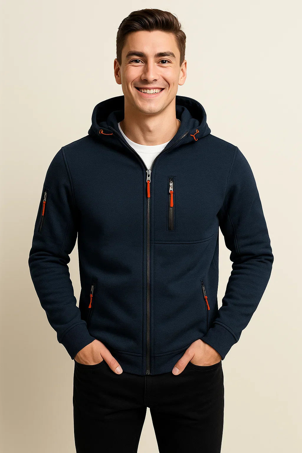 Men’s Zip Hoodie | Multi-Pocket Design