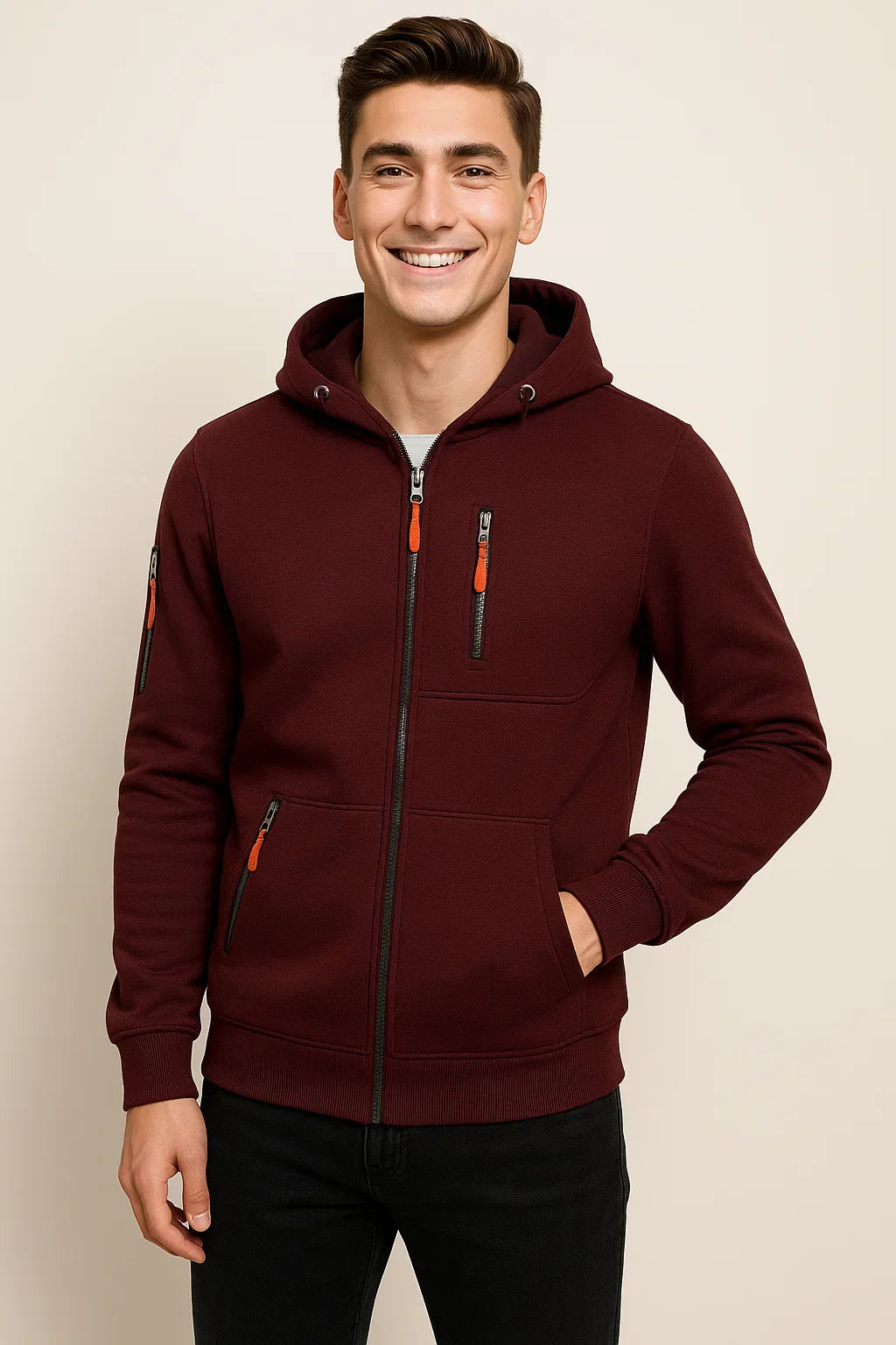 Men’s Zip Hoodie | Multi-Pocket Design