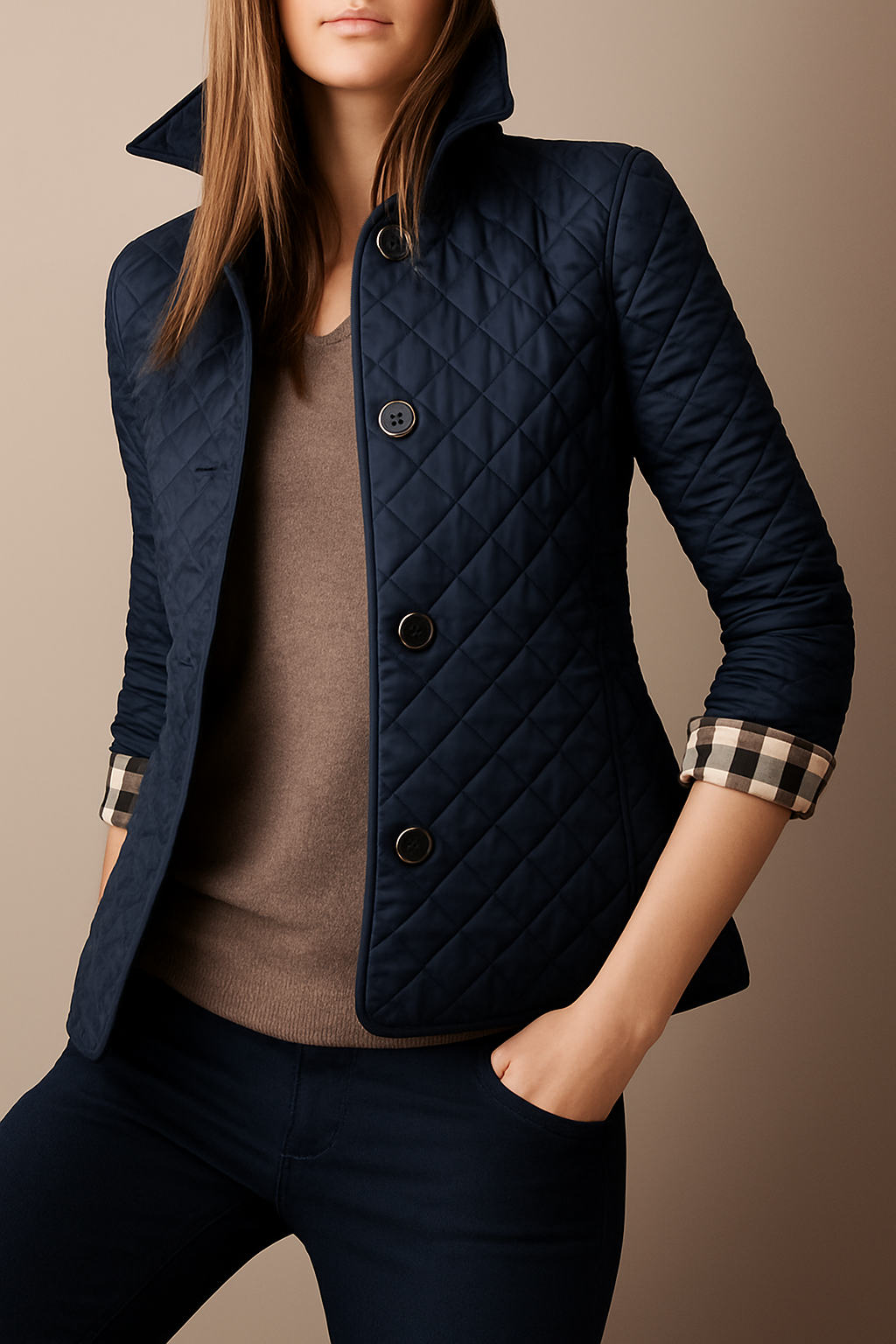 Women’s Quilted Jacket | Turned-Down Collar