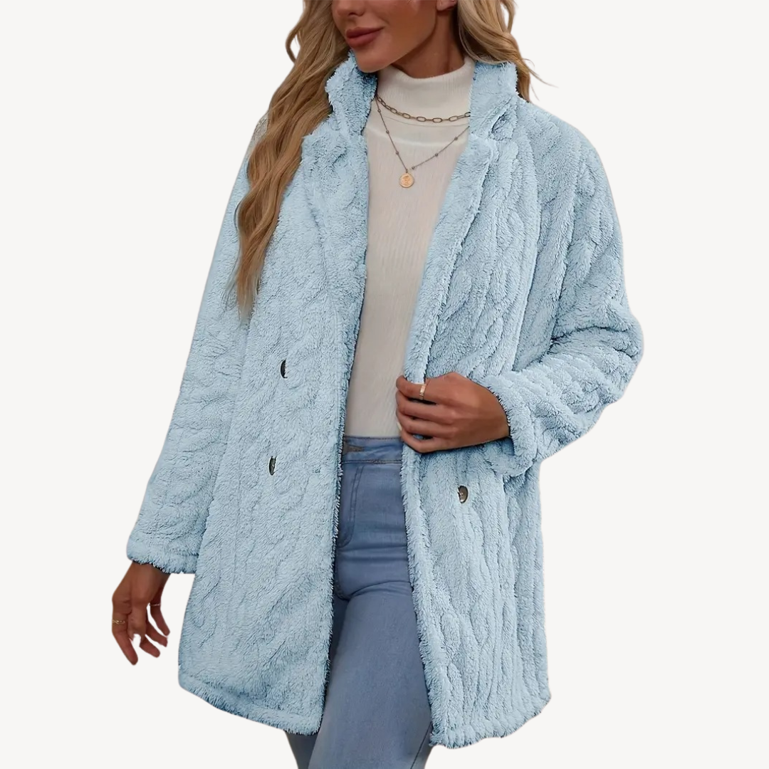 Women’s Stylish Double-Breasted Fur Coat | Chic