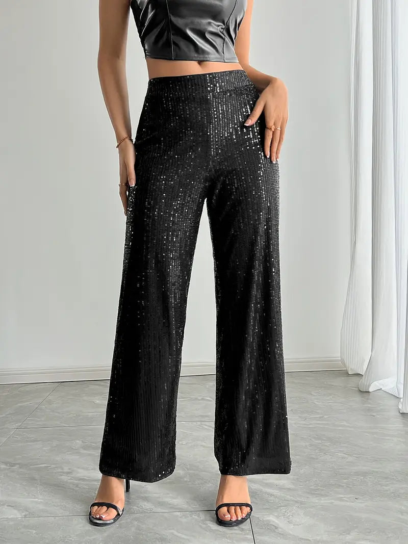 Women’s Sequin Trousers | Wide Leg Style