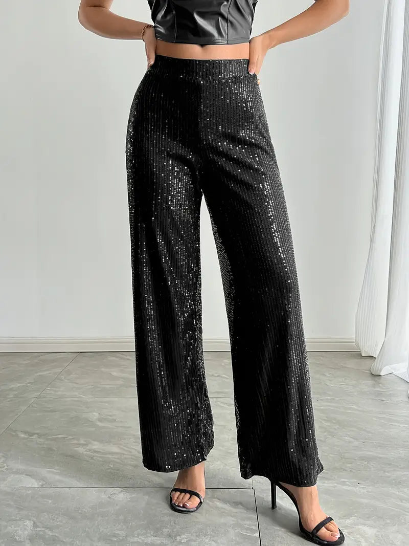 Women’s Sequin Trousers | Wide Leg Style